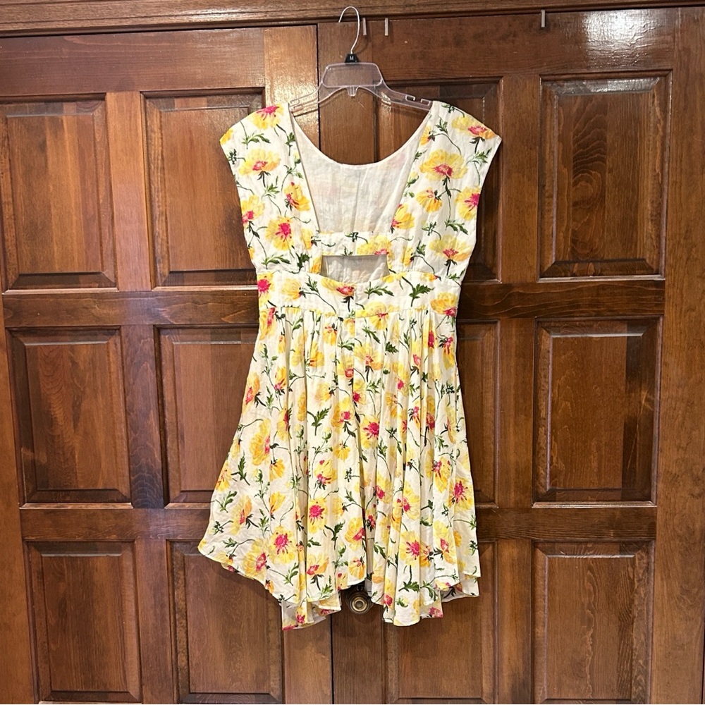 Anthropologie‎ LIL Matilija Yellow Poppy Floral Cotton Dress NWT Petite Size 10P - Picture 5 of 10